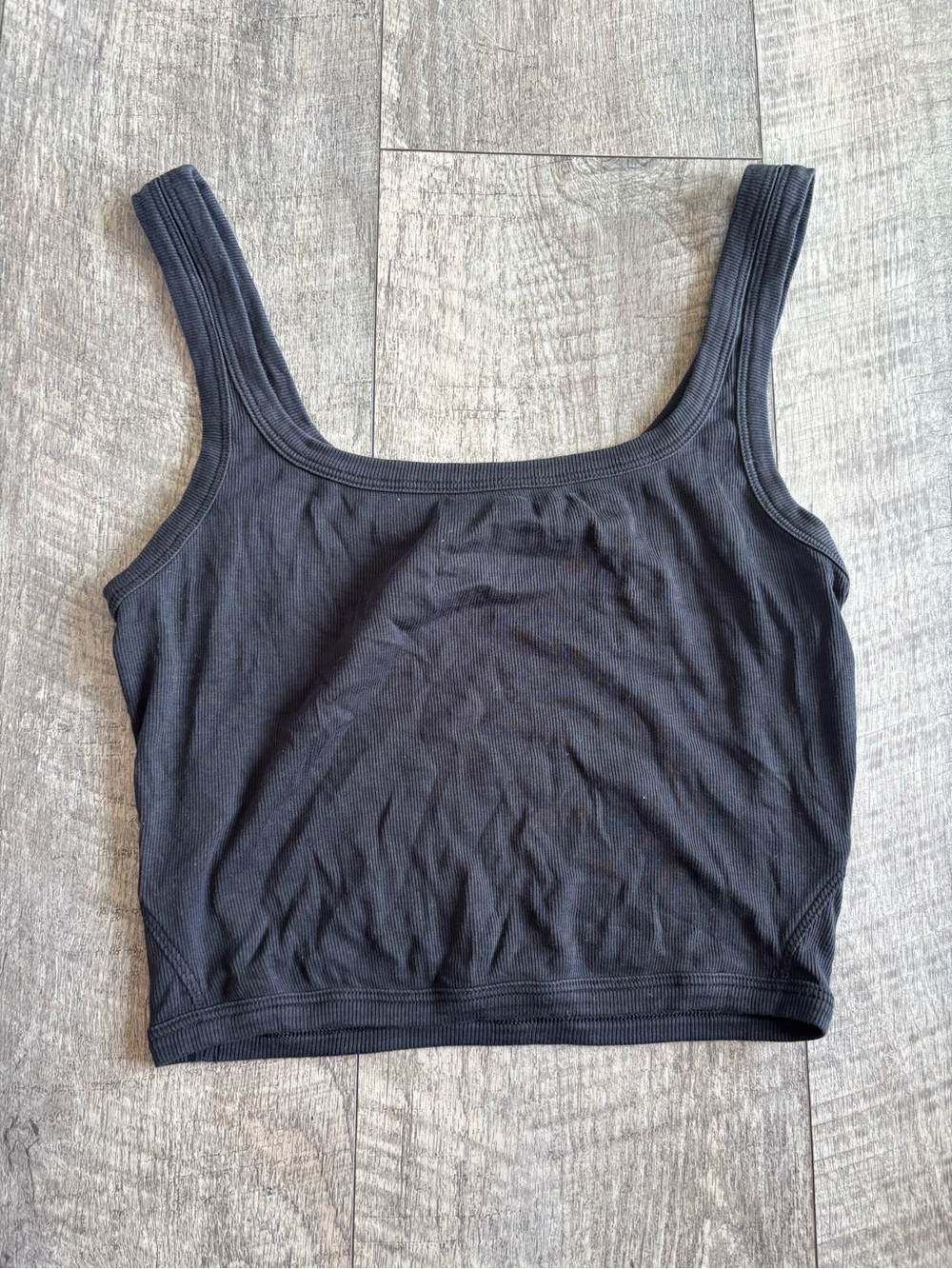 lululemon athletica Black Ribbed Square-Neck Crop Tank Top